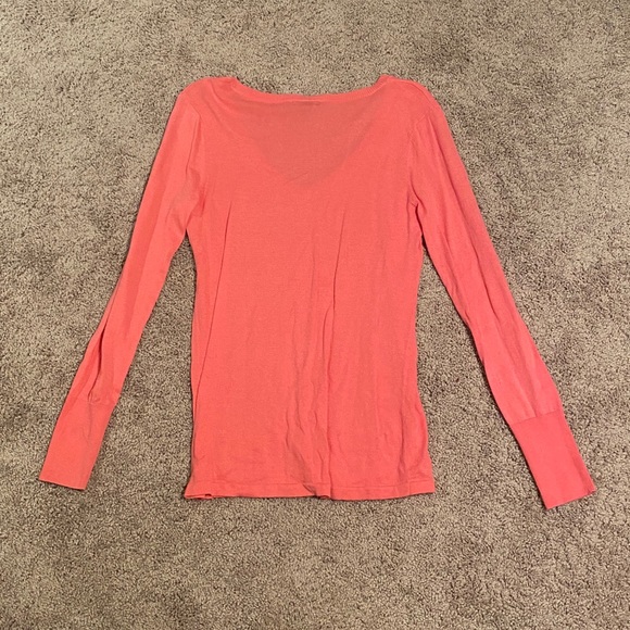 EUC Halogen Coral Tea Rose V-Neck Sweater, Small - Picture 7 of 7
